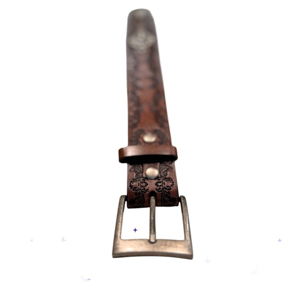 Brown Embossed Floral Belt Vintage Inspired - Picture 4 of 12